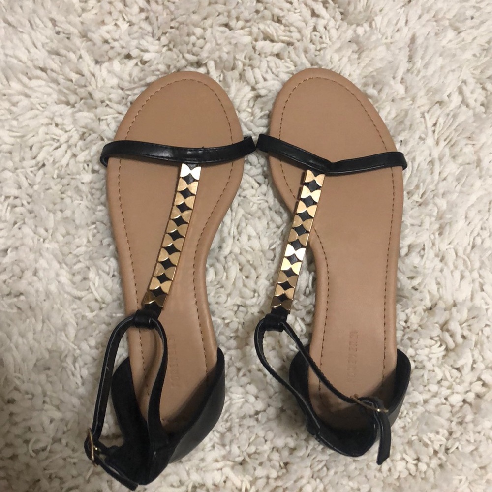 Never Worn Forever 21 Black and Gold Sandals